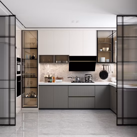 modern laminate wooden kitchen cabinets living room furniture fitted pantry